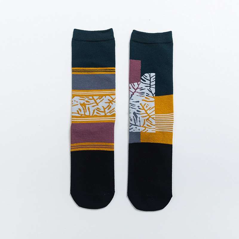 Glad Xvan 2020 AB Socks Tide Mismatched Creative Left Foot Boneless Seam Snowflake Literary Men Women Crew Socks